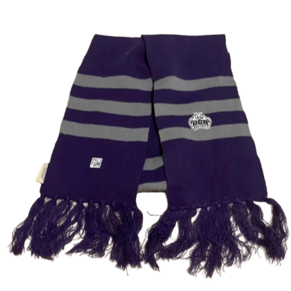 UCA bears purple and grey fringe scarf